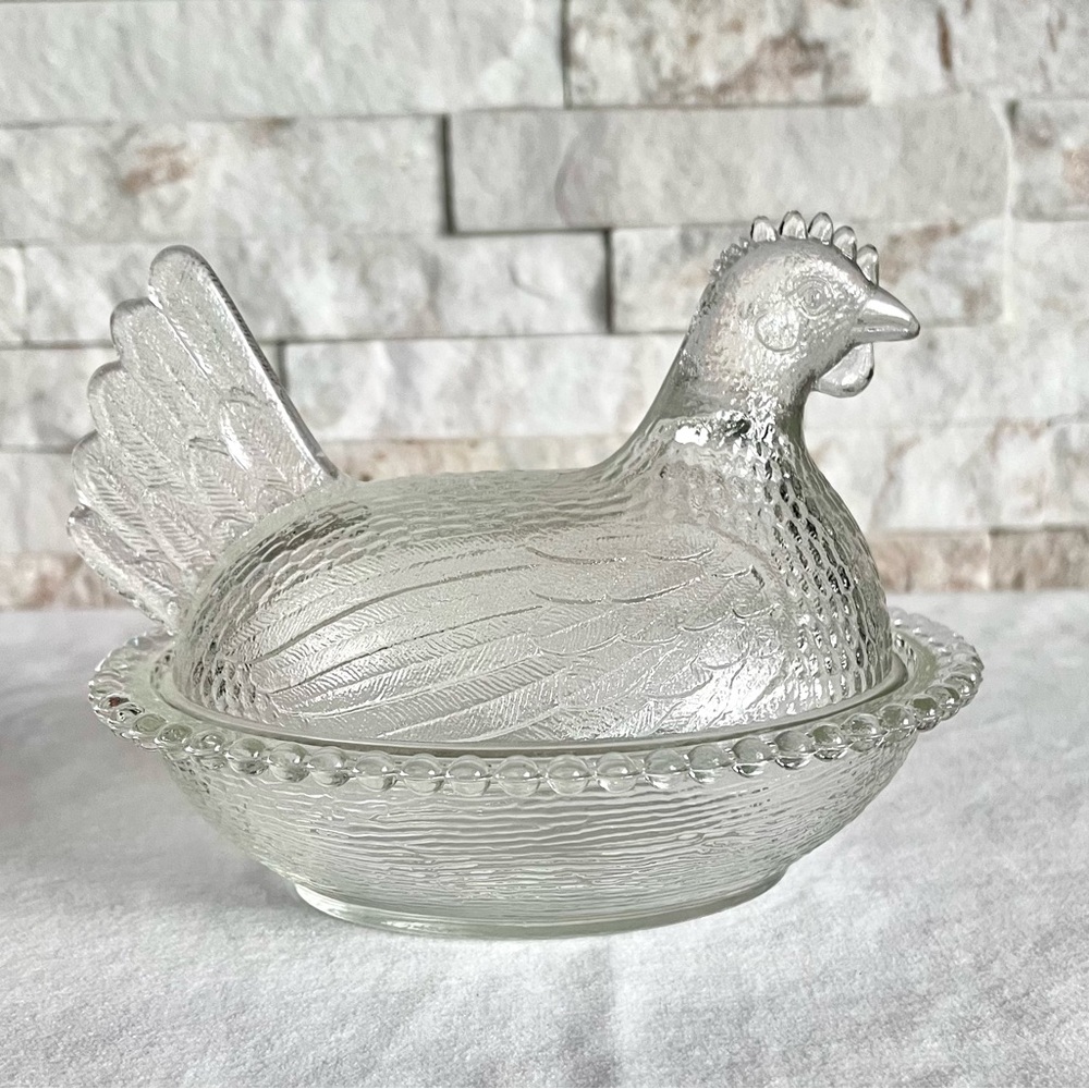 Indiana Glass Clear Hen Covered Dish